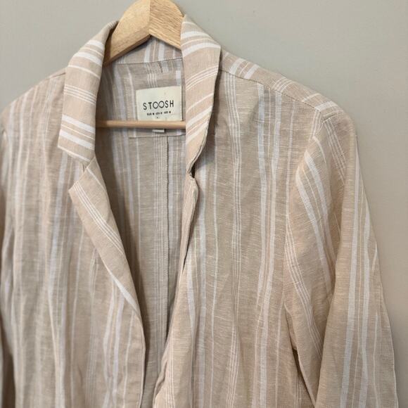 Stoosh Linen Blend Open Front Blazer | Lightweight Beachy Layer | Women’s Medium - Picture 2 of 5
